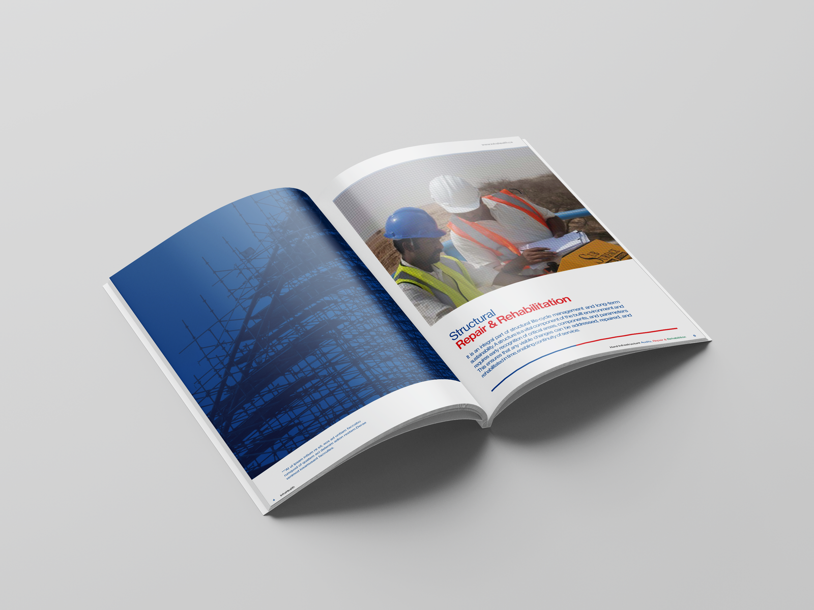InfraHealth company profile spread mockup